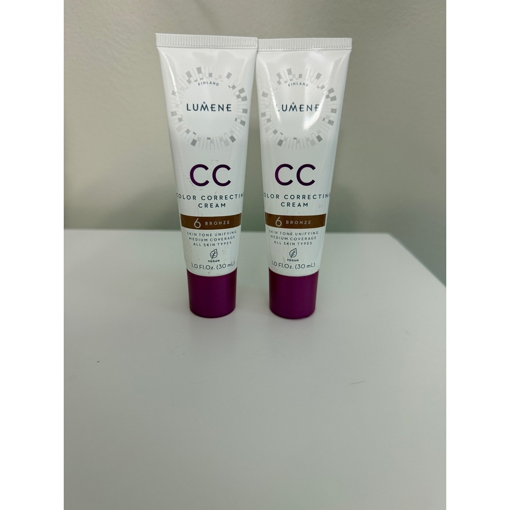Lumene CC Color Correcting Cream 6 Bronze 1.0oz 2-Pack Medium Coverage NWT